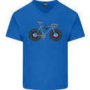 Cycling Music Cyclist Funny Bicycle Bike Mens V-Neck Cotton T-Shirt Royal Blue