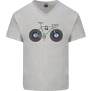 Cycling Music Cyclist Funny Bicycle Bike Mens V-Neck Cotton T-Shirt Sports Grey