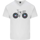 Cycling Music Cyclist Funny Bicycle Bike Mens V-Neck Cotton T-Shirt White
