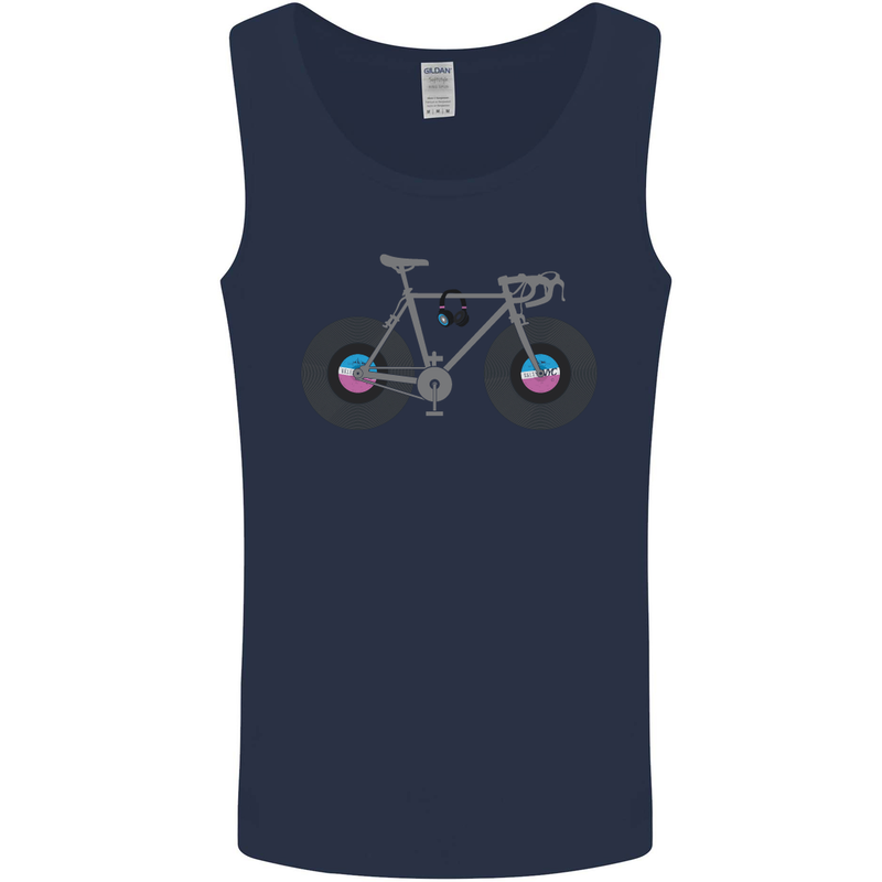 Cycling Music Cyclist Funny Bicycle Bike Mens Vest Tank Top Navy Blue
