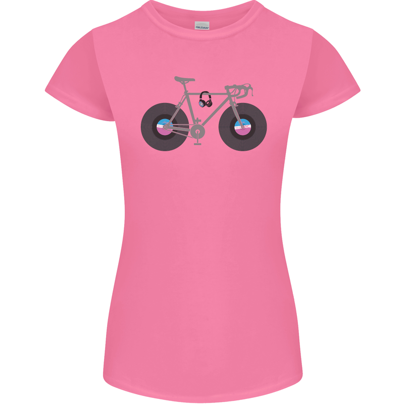 Cycling Music Cyclist Funny Bicycle Bike Womens Petite Cut T-Shirt Azalea