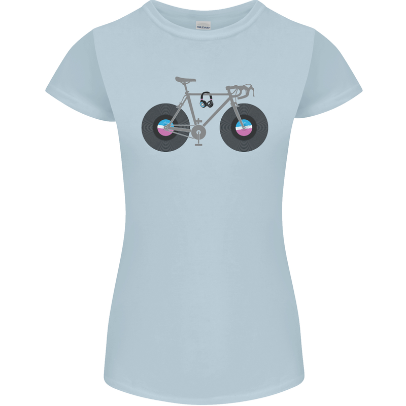 Cycling Music Cyclist Funny Bicycle Bike Womens Petite Cut T-Shirt Light Blue