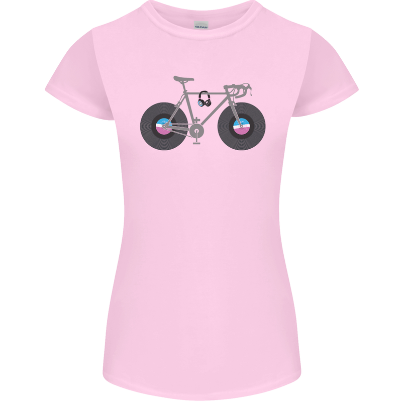 Cycling Music Cyclist Funny Bicycle Bike Womens Petite Cut T-Shirt Light Pink