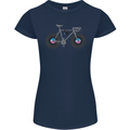 Cycling Music Cyclist Funny Bicycle Bike Womens Petite Cut T-Shirt Navy Blue