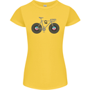 Cycling Music Cyclist Funny Bicycle Bike Womens Petite Cut T-Shirt Yellow