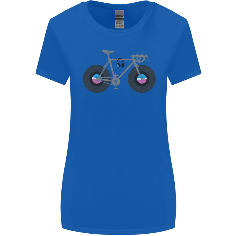Cycling Music Cyclist Funny Bicycle Bike Womens Wider Cut T-Shirt Royal Blue