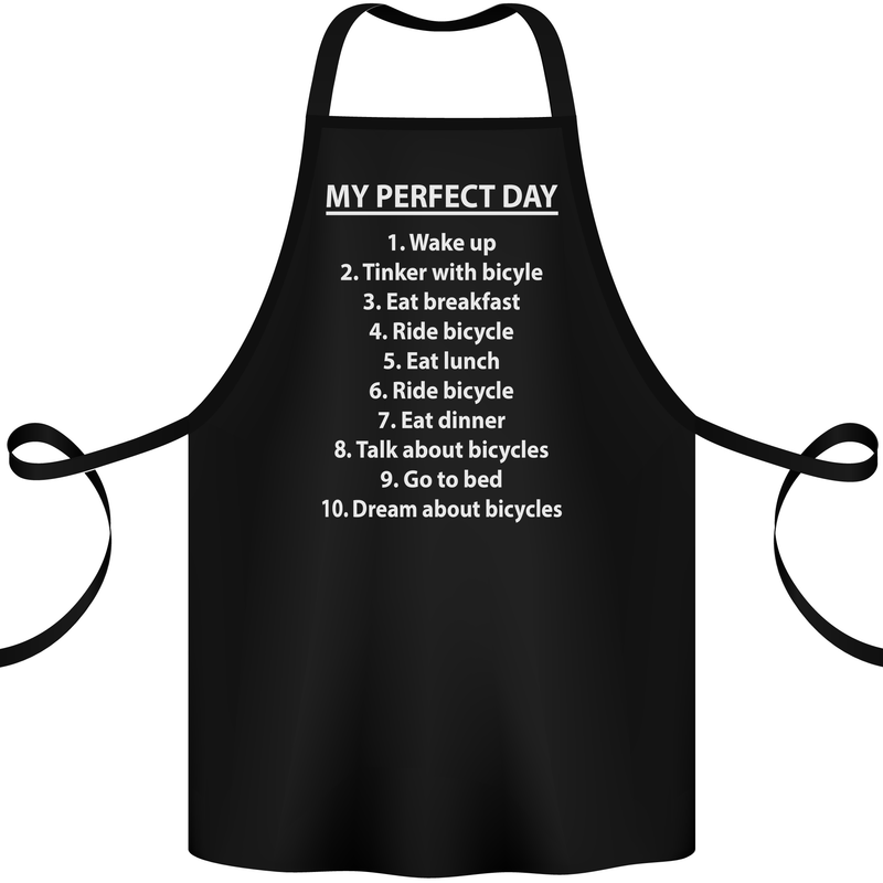 Cycling My Perfect Day Cyclist Bicycle Cotton Apron 100% Organic Black