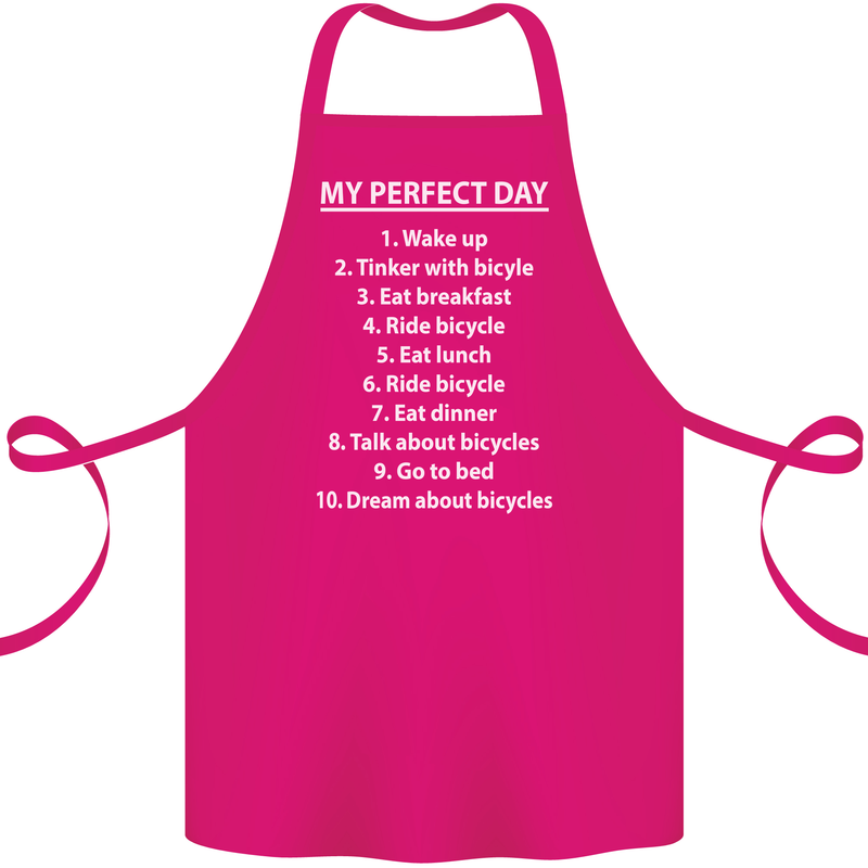 Cycling My Perfect Day Cyclist Bicycle Cotton Apron 100% Organic Pink