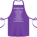 Cycling My Perfect Day Cyclist Bicycle Cotton Apron 100% Organic Purple