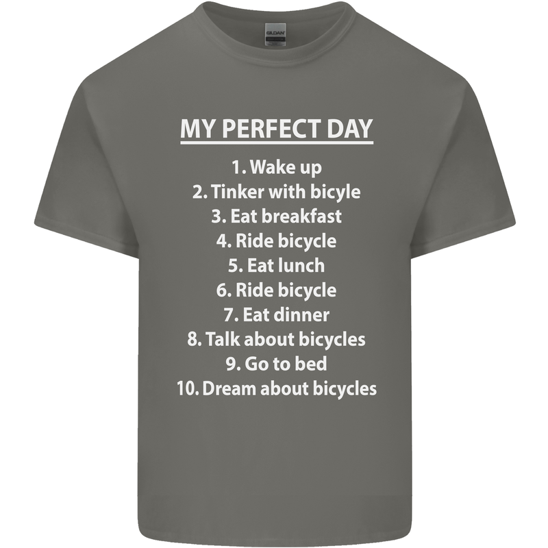 Cycling My Perfect Day Cyclist Bicycle Kids T-Shirt Childrens Charcoal