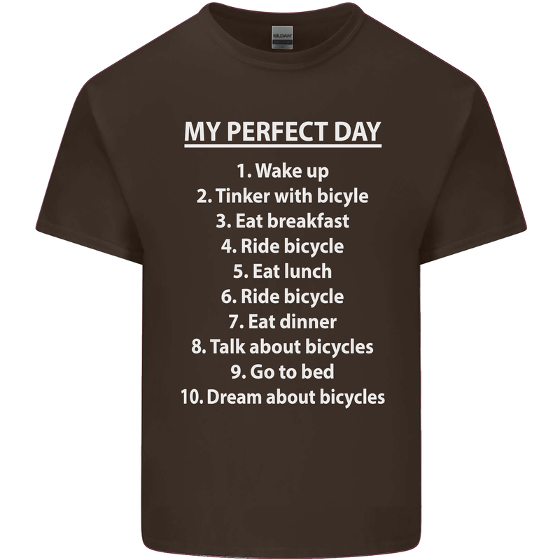 Cycling My Perfect Day Cyclist Bicycle Kids T-Shirt Childrens Chocolate