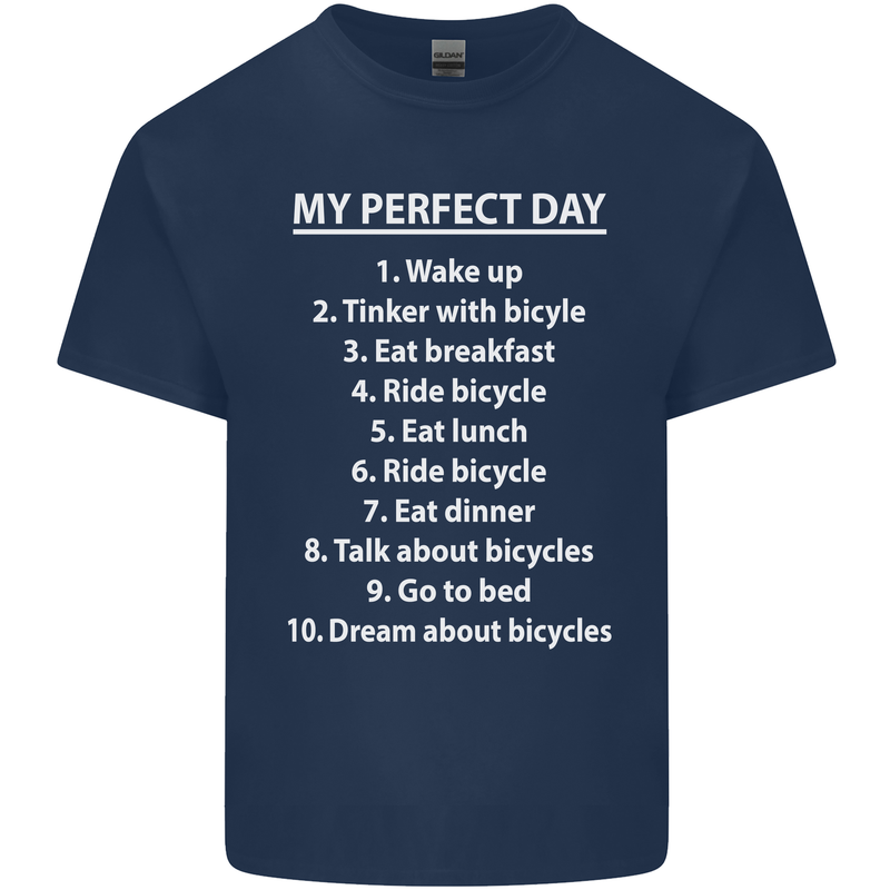 Cycling My Perfect Day Cyclist Bicycle Kids T-Shirt Childrens Navy Blue