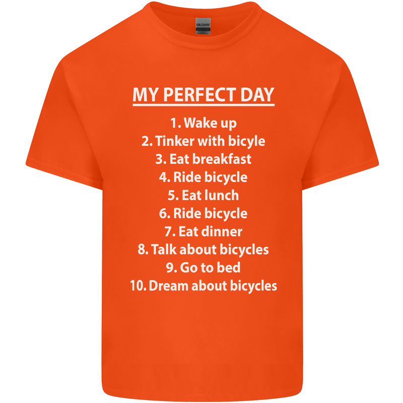 Cycling My Perfect Day Cyclist Bicycle Kids T-Shirt Childrens Orange