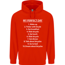 Cycling My Perfect Day Cyclist Bicycle Mens 80% Cotton Hoodie Bright Red