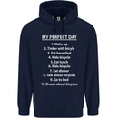 Cycling My Perfect Day Cyclist Bicycle Mens 80% Cotton Hoodie Navy Blue