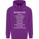 Cycling My Perfect Day Cyclist Bicycle Mens 80% Cotton Hoodie Purple