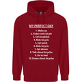 Cycling My Perfect Day Cyclist Bicycle Mens 80% Cotton Hoodie Red