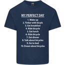 Cycling My Perfect Day Cyclist Bicycle Mens Cotton T-Shirt Tee Top Navy Blue