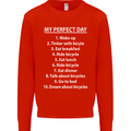 Cycling My Perfect Day Cyclist Bicycle Mens Sweatshirt Jumper Bright Red