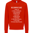 Cycling My Perfect Day Cyclist Bicycle Mens Sweatshirt Jumper Bright Red