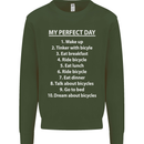 Cycling My Perfect Day Cyclist Bicycle Mens Sweatshirt Jumper Forest Green