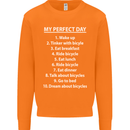 Cycling My Perfect Day Cyclist Bicycle Mens Sweatshirt Jumper Orange