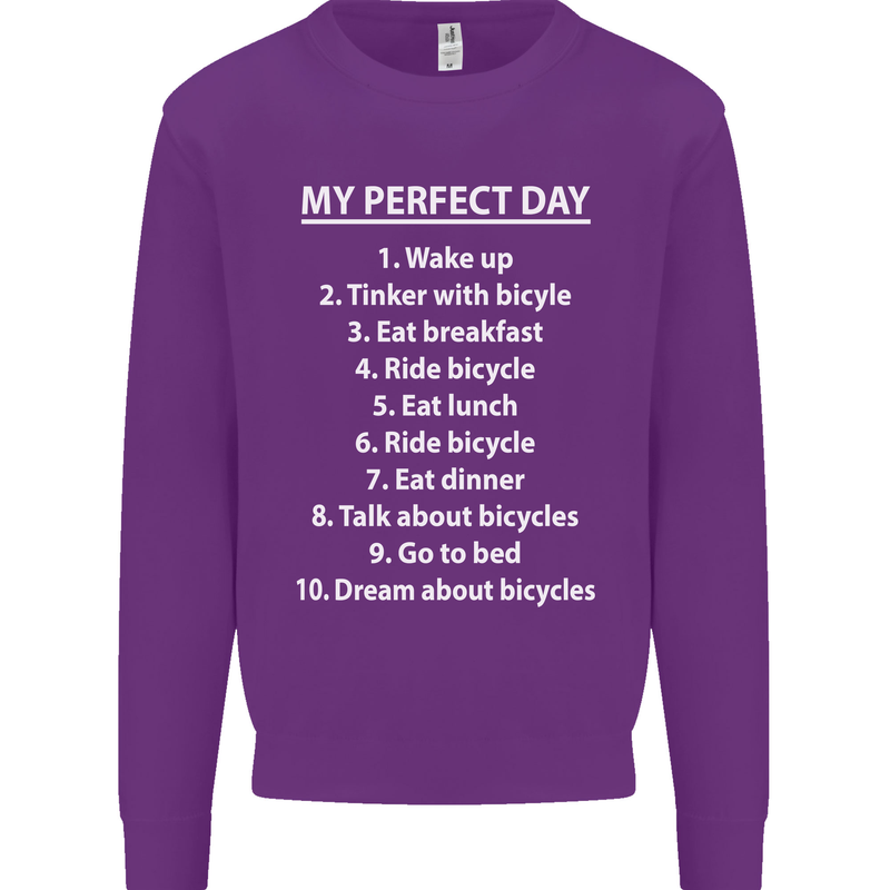 Cycling My Perfect Day Cyclist Bicycle Mens Sweatshirt Jumper Purple
