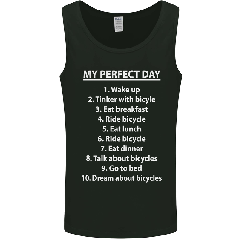 Cycling My Perfect Day Cyclist Bicycle Mens Vest Tank Top Black