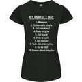 Cycling My Perfect Day Cyclist Bicycle Womens Petite Cut T-Shirt Black