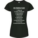 Cycling My Perfect Day Cyclist Bicycle Womens Petite Cut T-Shirt Black