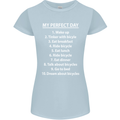 Cycling My Perfect Day Cyclist Bicycle Womens Petite Cut T-Shirt Light Blue