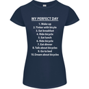 Cycling My Perfect Day Cyclist Bicycle Womens Petite Cut T-Shirt Navy Blue
