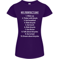Cycling My Perfect Day Cyclist Bicycle Womens Petite Cut T-Shirt Purple