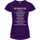 Cycling My Perfect Day Cyclist Bicycle Womens Petite Cut T-Shirt Purple