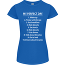 Cycling My Perfect Day Cyclist Bicycle Womens Petite Cut T-Shirt Royal Blue