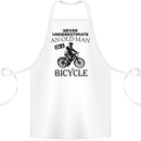 Cycling Never Underestimate Old Man Cotton Apron 100% Organic White