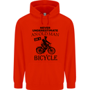 Cycling Never Underestimate Old Man Mens 80% Cotton Hoodie Bright Red