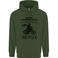 Cycling Never Underestimate Old Man Mens 80% Cotton Hoodie Forest Green