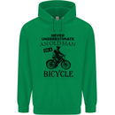 Cycling Never Underestimate Old Man Mens 80% Cotton Hoodie Irish Green