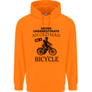 Cycling Never Underestimate Old Man Mens 80% Cotton Hoodie Orange
