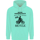 Cycling Never Underestimate Old Man Mens 80% Cotton Hoodie Peppermint