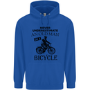 Cycling Never Underestimate Old Man Mens 80% Cotton Hoodie Royal Blue