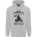 Cycling Never Underestimate Old Man Mens 80% Cotton Hoodie Sports Grey