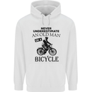 Cycling Never Underestimate Old Man Mens 80% Cotton Hoodie White