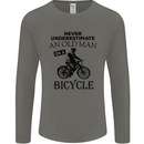 Cycling Never Underestimate Old Man Mens Long Sleeve T-Shirt Charcoal