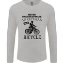 Cycling Never Underestimate Old Man Mens Long Sleeve T-Shirt Sports Grey