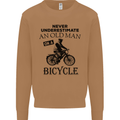 Cycling Never Underestimate Old Man Mens Sweatshirt Jumper Caramel Latte