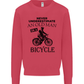 Cycling Never Underestimate Old Man Mens Sweatshirt Jumper Heliconia