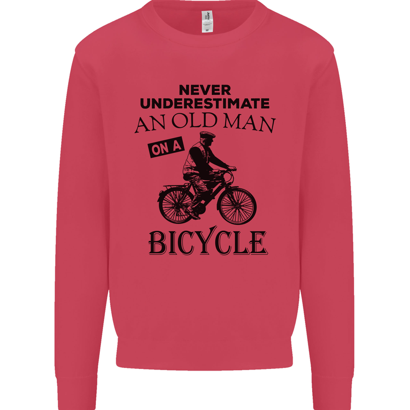 Cycling Never Underestimate Old Man Mens Sweatshirt Jumper Heliconia