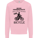 Cycling Never Underestimate Old Man Mens Sweatshirt Jumper Light Pink